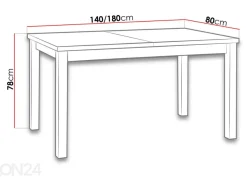 Jatkettava ruokapöytä 140-180x80 cm