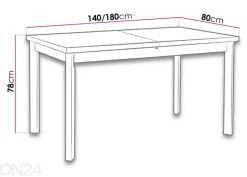 Jatkettava ruokapöytä 140-180x80 cm