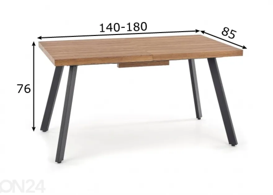 Jatkettava ruokapöytä 140/180x85 cm