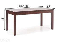 Jatkettava ruokapöytä 118/158x75 cm