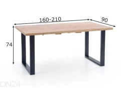 Jatkettava ruokapöytä 160/210x90 cm