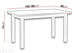 Jatkettava ruokapöytä 80x140-180 cm + 6 tuolia