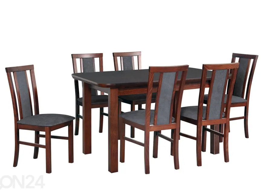Jatkettava ruokapöytä 80x140-180 cm + 6 tuolia