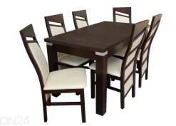 Jatkettava ruokapöytä 80x160-200 cm + 6 tuolia