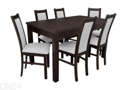 Jatkettava ruokapöytä 80x140-195 cm + 6 tuolia