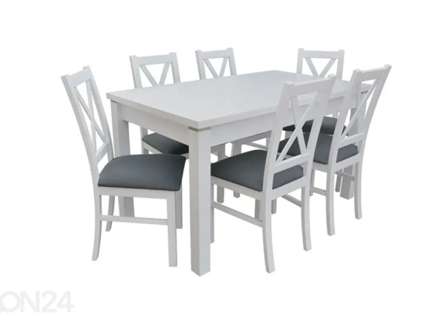 Jatkettava ruokapöytä 80x160-200 cm + 6 tuolia