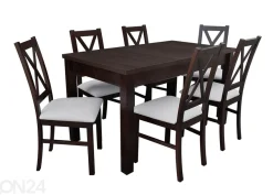 Jatkettava ruokapöytä 80x140-195 cm + 6 tuolia