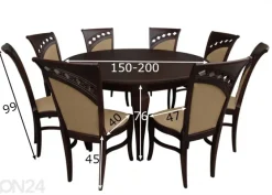 Jatkettava ruokapöytä 150x150-200 cm + 8 tuolia