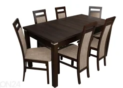 Jatkettava ruokapöytä 80x160-200 cm + 6 tuolia