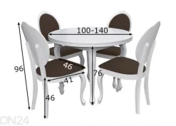 Jatkettava ruokapöytä 100x100-140 cm + 4 tuolia