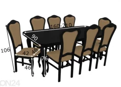 Jatkettava ruokapöytä 90x160-210 cm + 8 tuolia