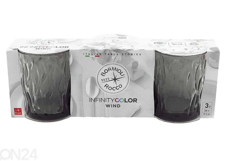 Juomalasi Bormioli Rocco Wind onyx, 30 cl, 3 kpl