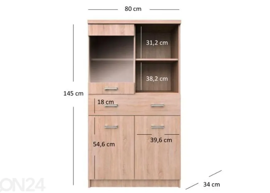 Kaappi/hylly Top mix 80 cm