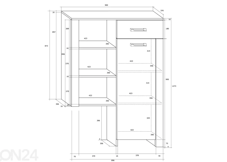Kaappi Midleton 90 cm
