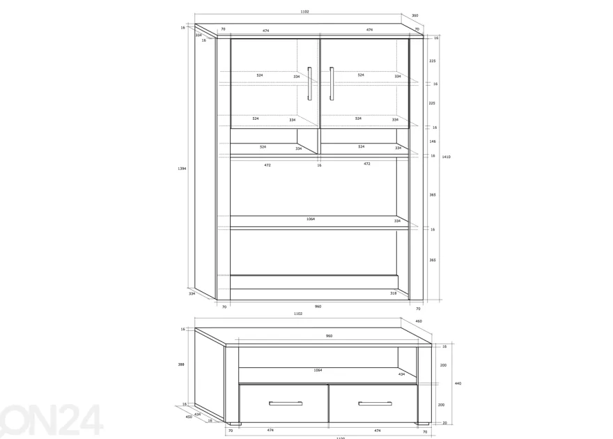 Kaappi / TV-taso Char 110 cm