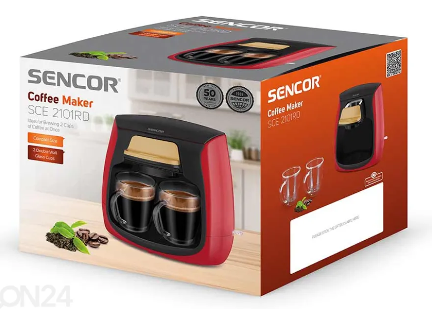 Kahvinkeitin Sencor kahdelle kupille SCE2101RD