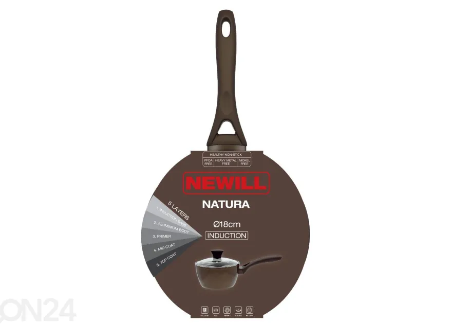 Kasari kahvalla Newill Natura Ø 18 cm lasikannella, induktio