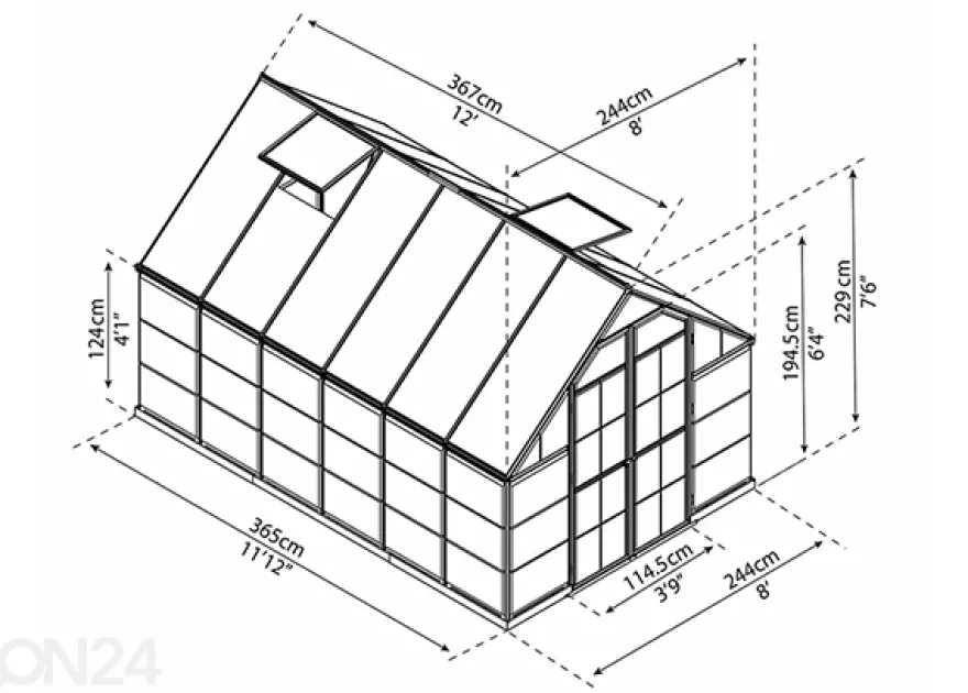 Kasvihuone Balance Hybrid 8,9 m²