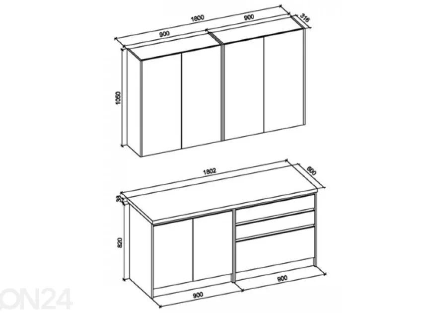 Keittiökalusteet 180 cm