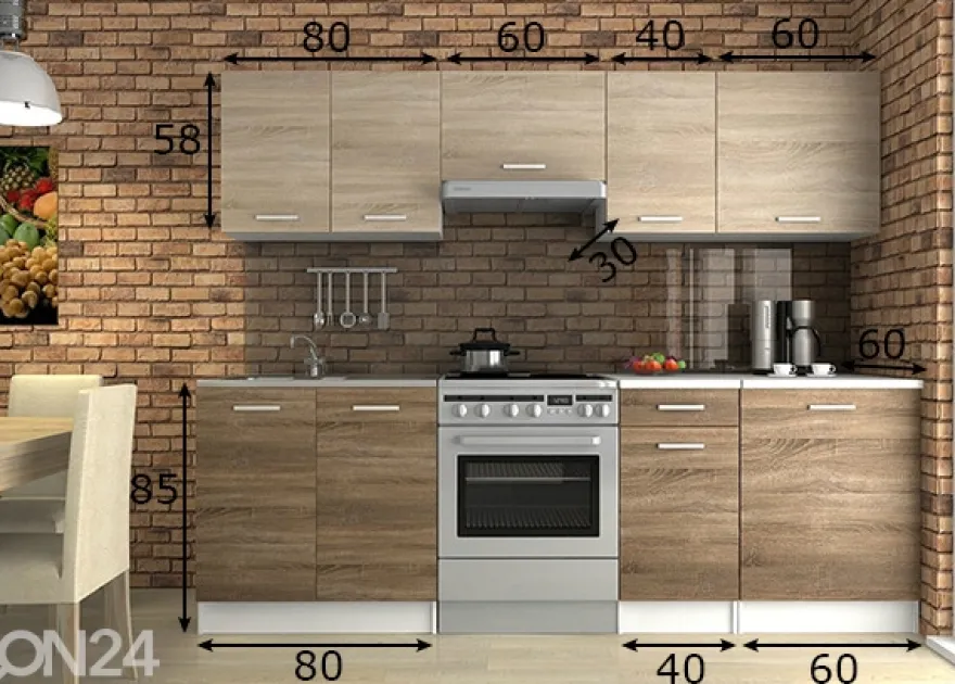 Keittiökalusteet 240 cm