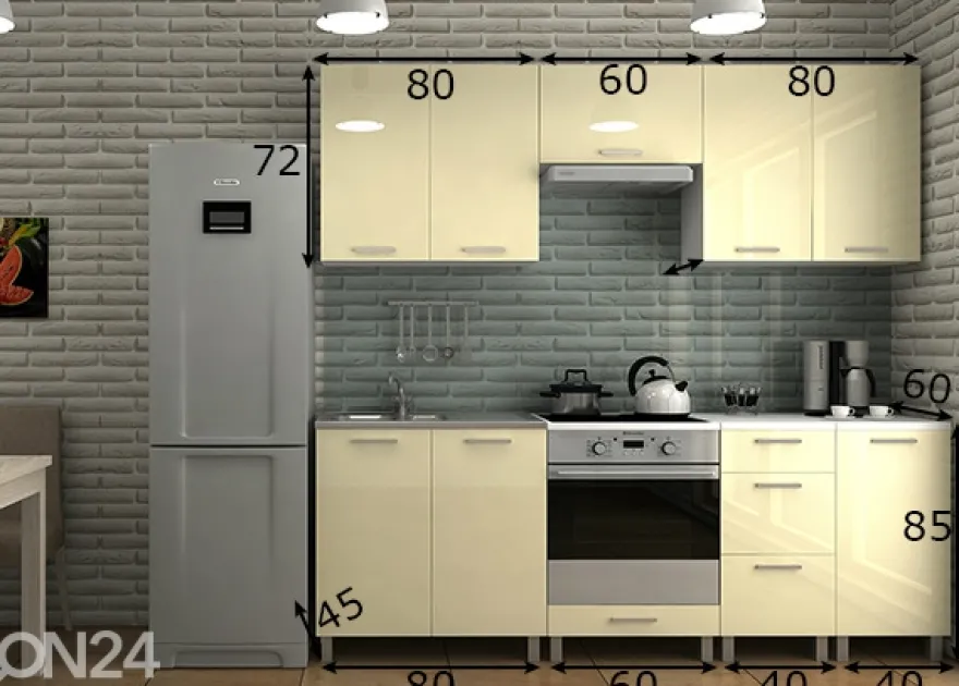 Keittiökalusteet 220 cm