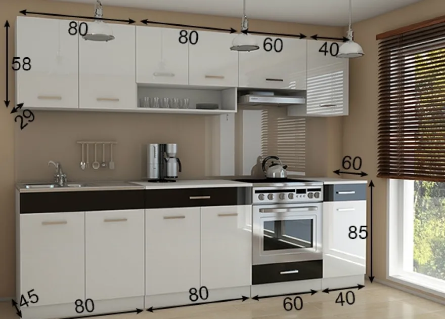 Keittiökalusteet 260 cm