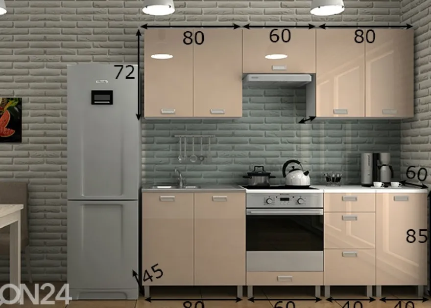 Keittiökalusteet 220 cm