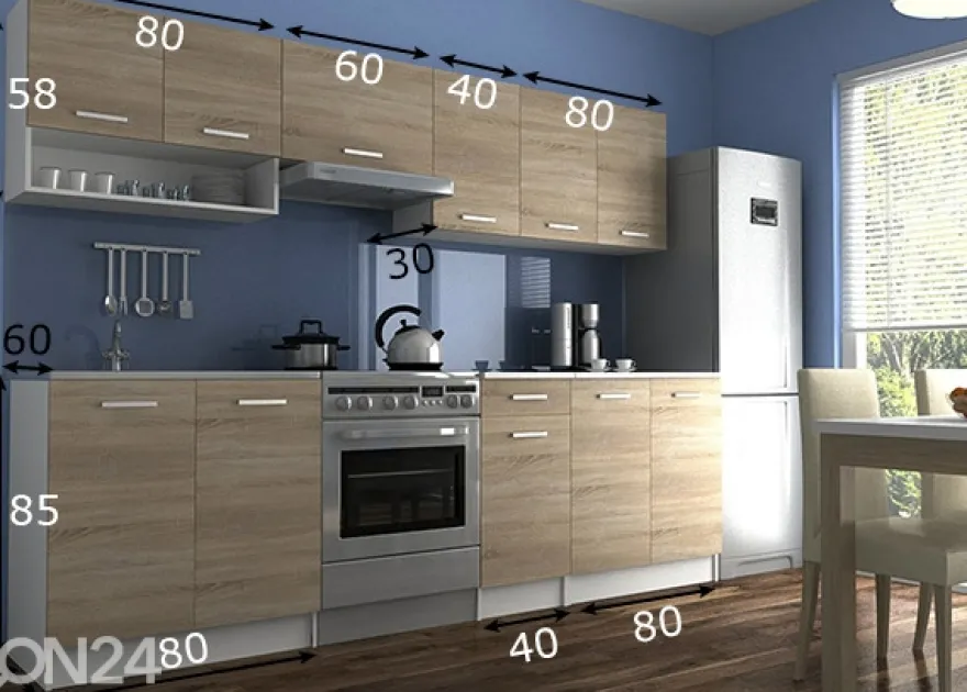 Keittiökalusteet 260 cm