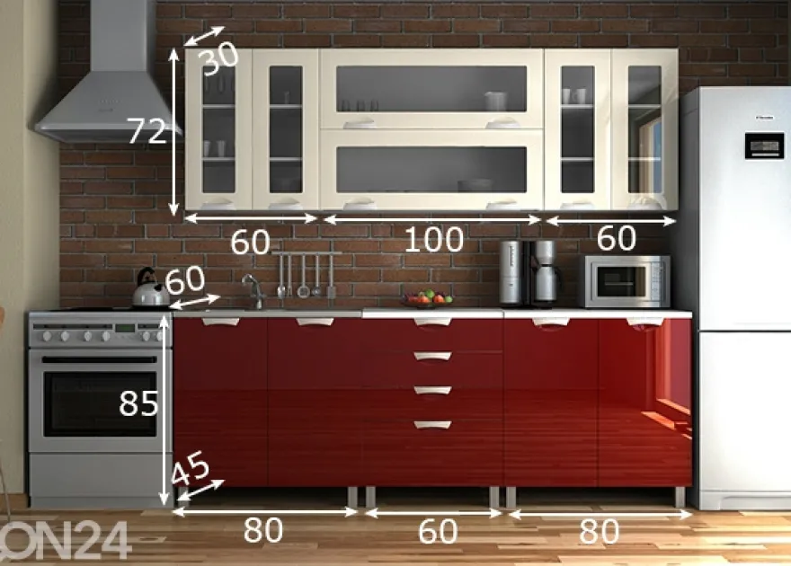 Keittiökalusteet 220 cm