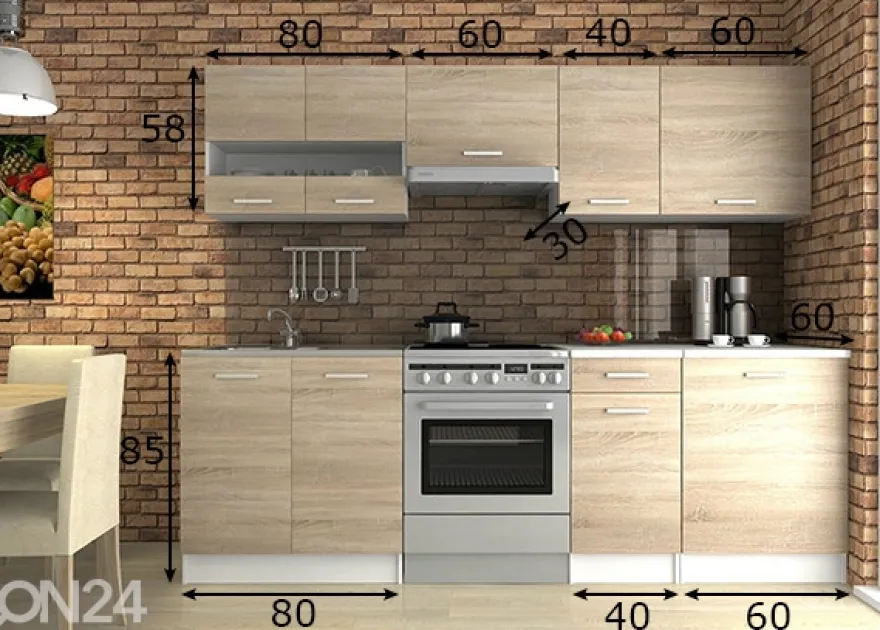 Keittiökalusteet 240 cm