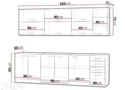 Keittiökalusteet Karmen 260 cm