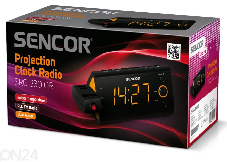 Kelloradio Sencor SRC330OR, musta/ oranssi