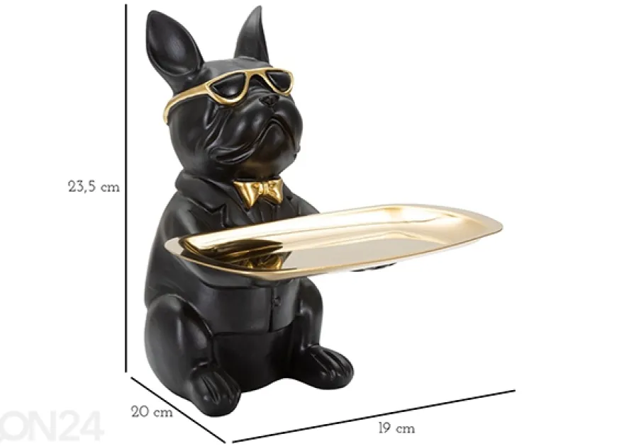 Koriste-esine / tarjotin Bull Dog, musta