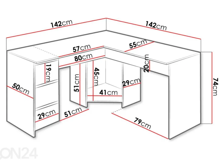 Kulmatyöpöytä