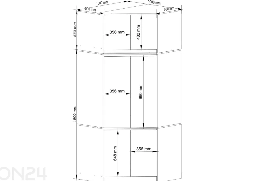 Kulmavaate vaatekaappi S100 II