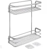 Kylpyhuoneen hylly Origin Luxy Ufix 2x, 26x10x30 cm, kromi