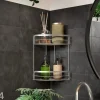 Kylpyhuoneen kulmahylly Origin Luxy Ufix 2x, 20x20x30 cm, kromi