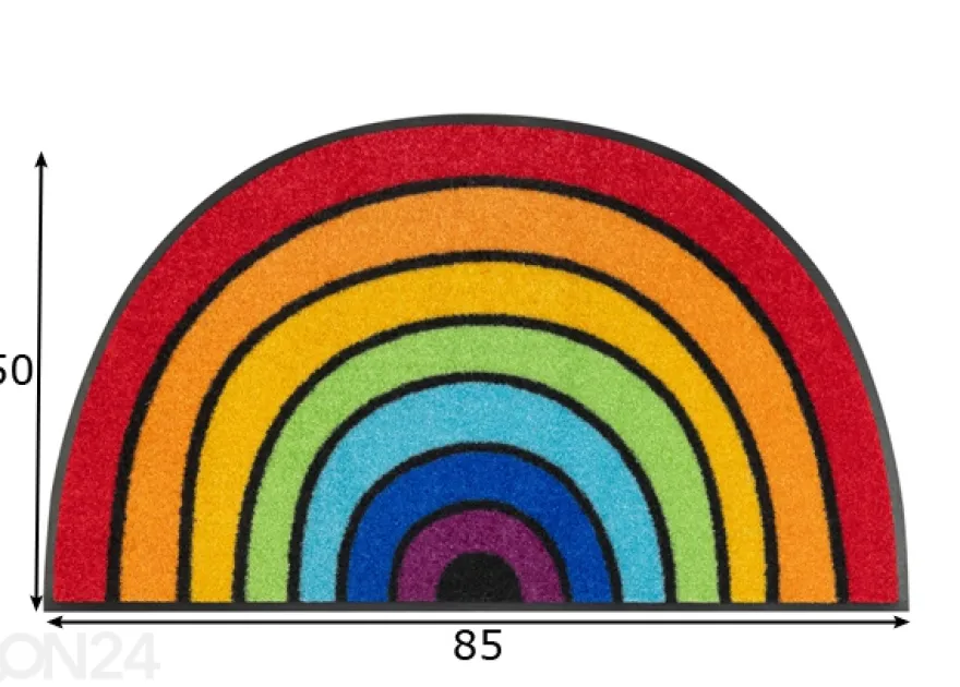 Kynnysmatto Round Rainbow 50x85 cm