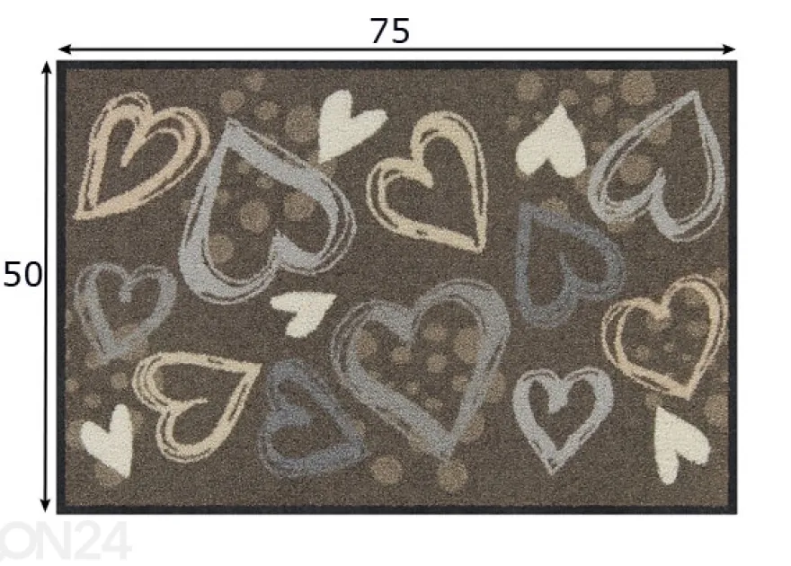 Kynnysmatto Valentine Hearts city-chic 50x75 cm