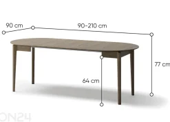 Laajennettava ruokapöytä Plot Ø 90x90/210 cm