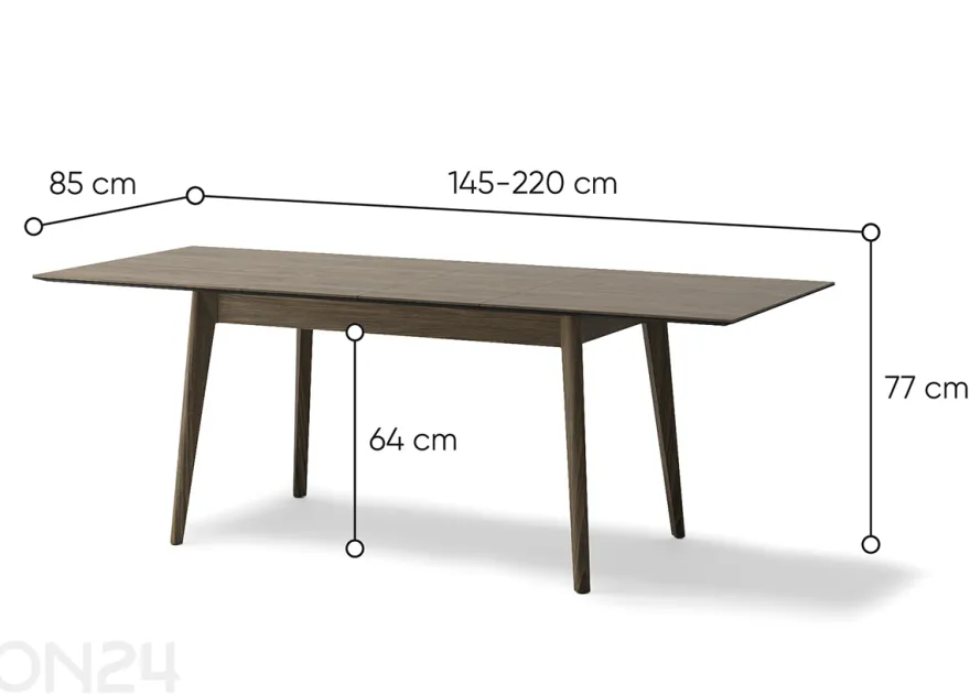 Laajennettava ruokapöytä Plot 85x145/220 cm