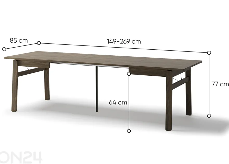 Laajennettava ruokapöytä Plot 85x149/269 cm