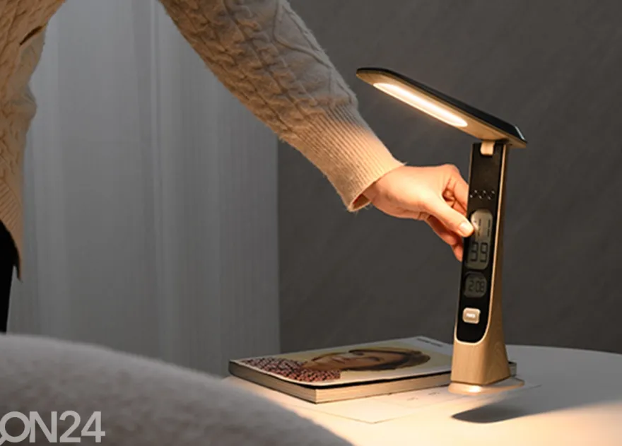 Ladattava pöytävalaisin Smart LED, puu / musta