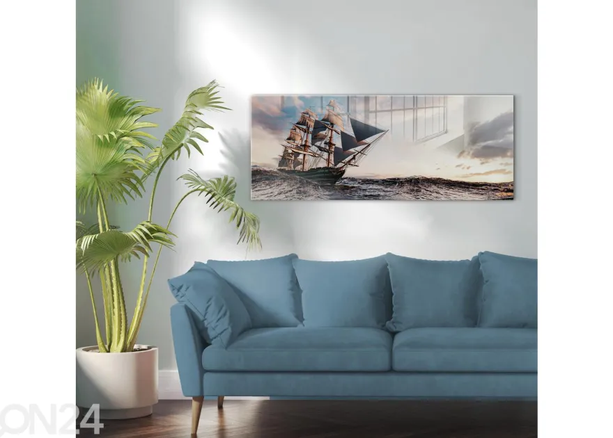 Lasikuva Ship 125x50 cm