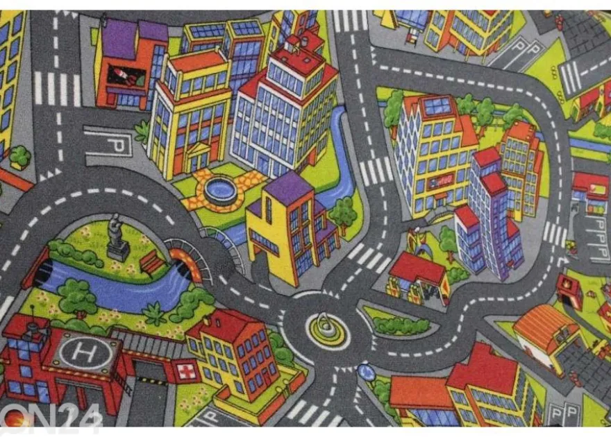 Lastenhuoneen matto AUTOTIET 133x133 cm