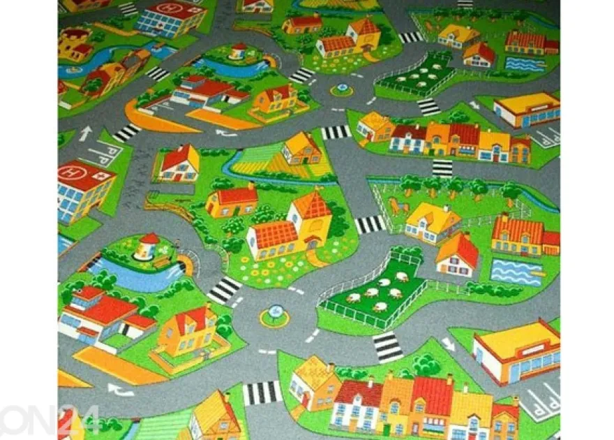 Lastenhuoneen matto PIKKU KYLÄ 133x133 cm