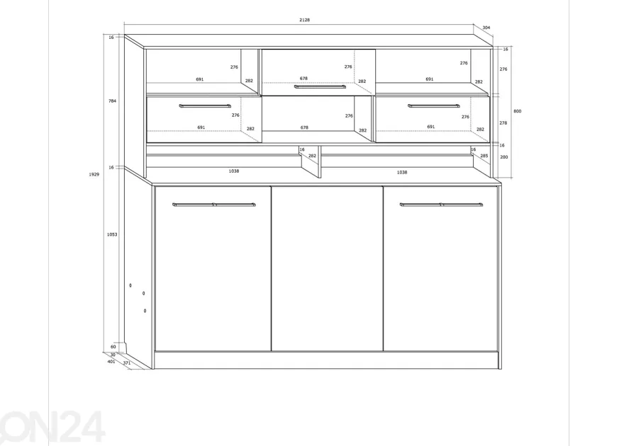 Lasten kaappisänky Mac 90x200 cm