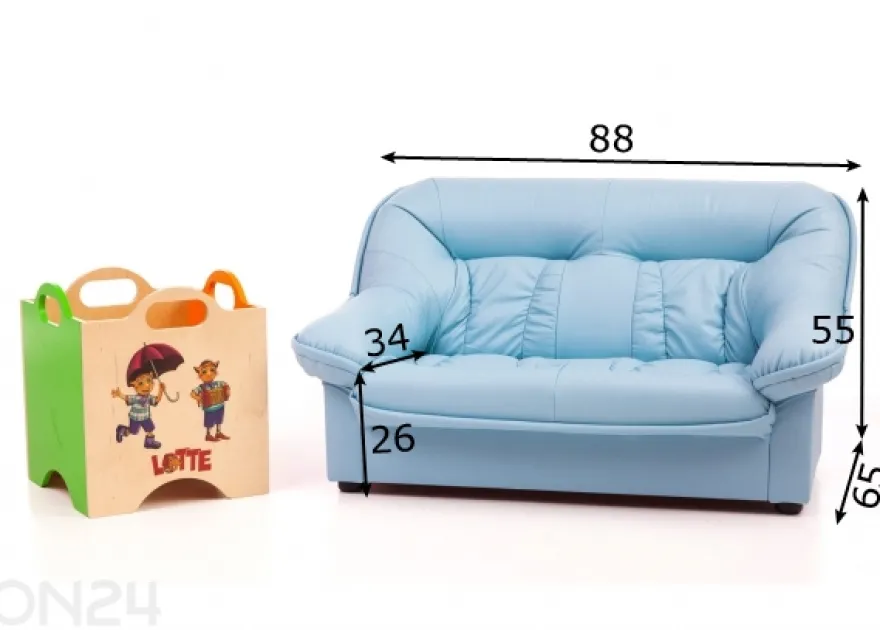 Lasten sohva Mini Spencer + lelulaatikko Lotte