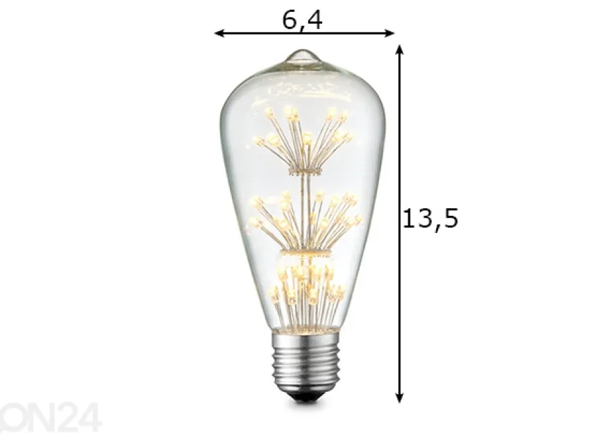 LED-lamppu Crystal, E27, 1,5W
