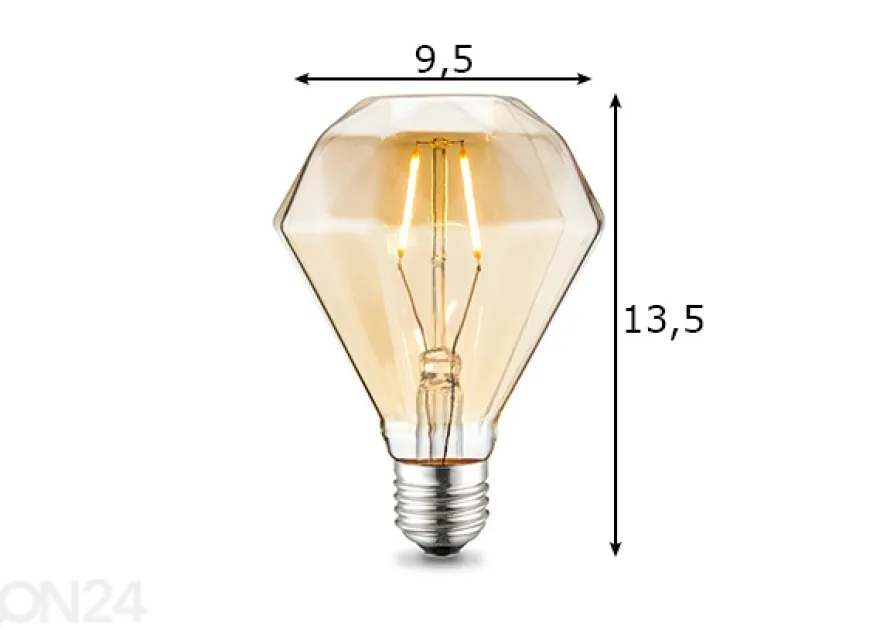LED-lamppu Diamond, E27, 2W